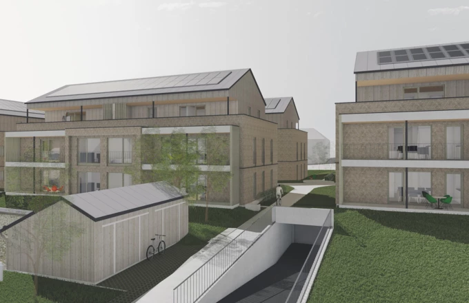 Auf dem Areal in der Hohensteinstraße entstehen fünf Baukörper mit je zwei Voll- und einem Staffelgeschoss, in denen 40 Wohnungen von zwei bis vier Zimmern und Größen von etwa 47 bis rund 95 m2 untergebracht sind. Bildnachweis: Rhomberg Bau/Holzner Architekten Auf dem Areal in der Hohensteinstraße entstehen fünf Baukörper mit je zwei Voll- und einem Staffelgeschoss, in denen 40 Wohnungen von zwei bis vier Zimmern und Größen von etwa 47 bis rund 95 m2 untergebracht sind. Bildnachweis: Rhomberg Bau/Holzner Architekten